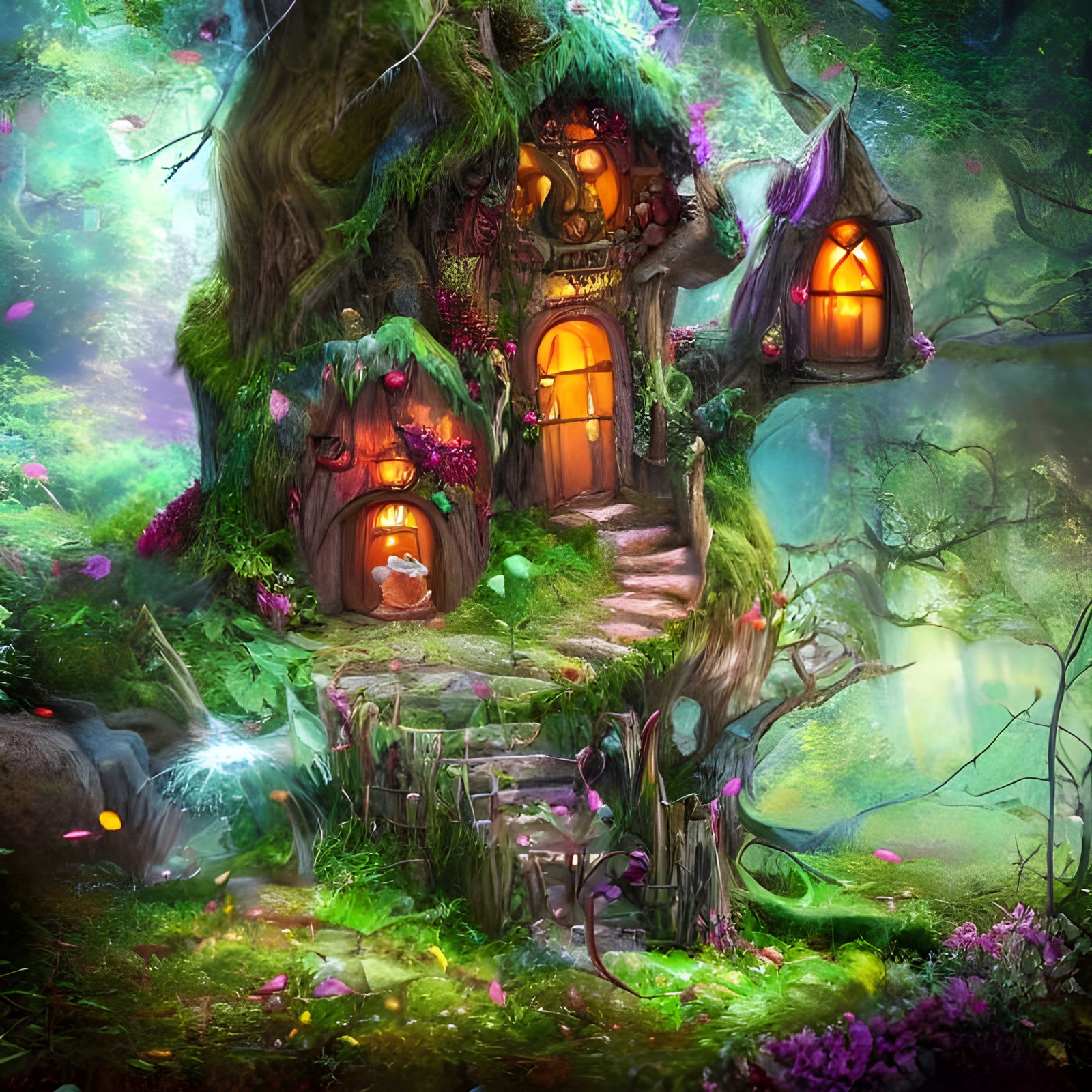 Fantasy fairy house in a beautiful enchanted forest