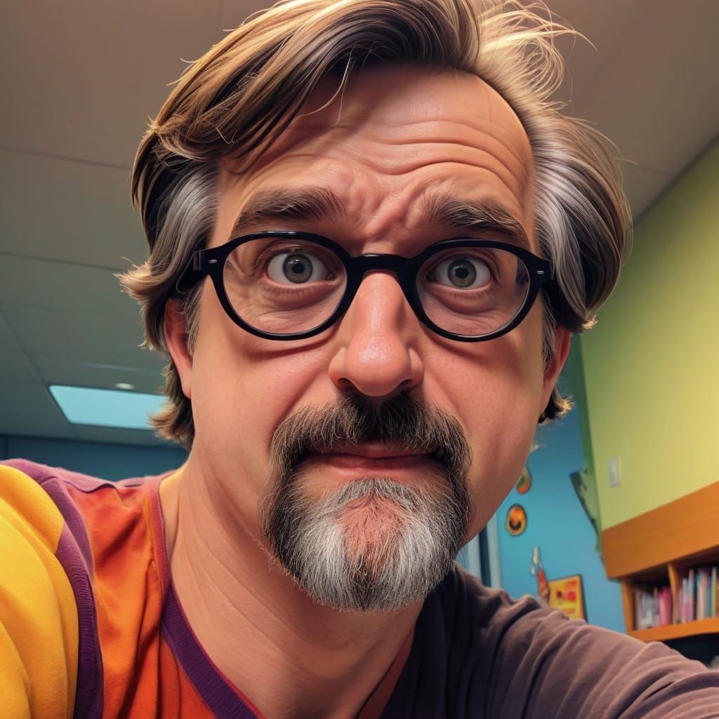 Cartoon Selfie in Groening Style