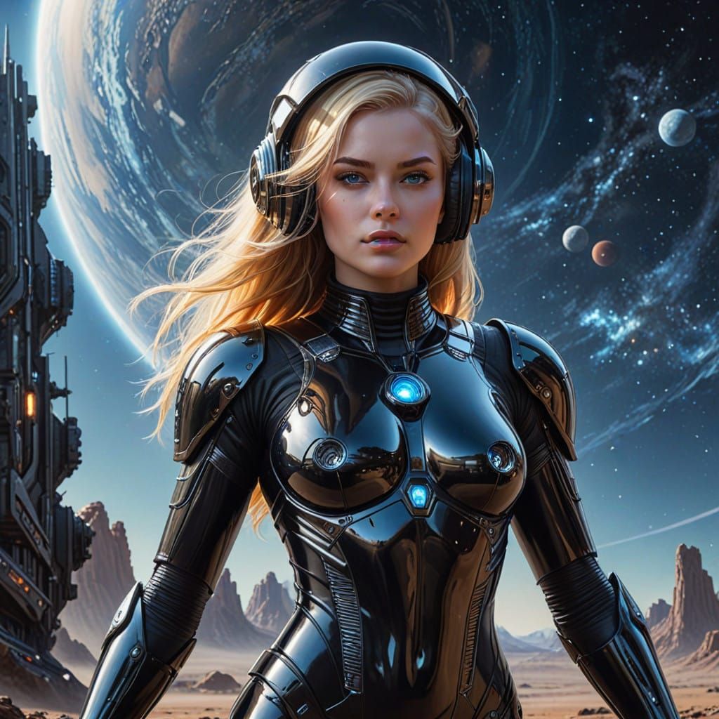 Majestic Astronaut Goddess in Outer Space