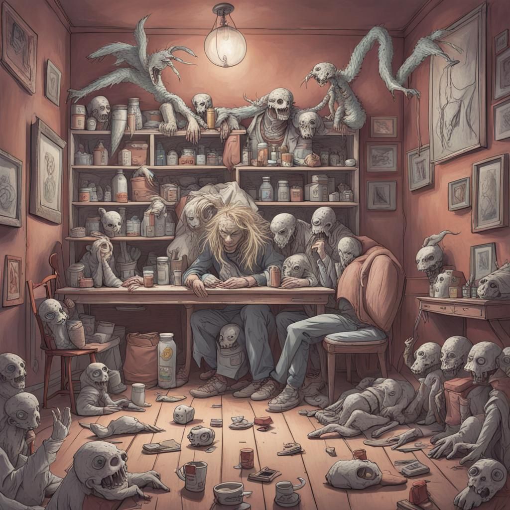 AI Art: Hopeless Monsters of Addiction