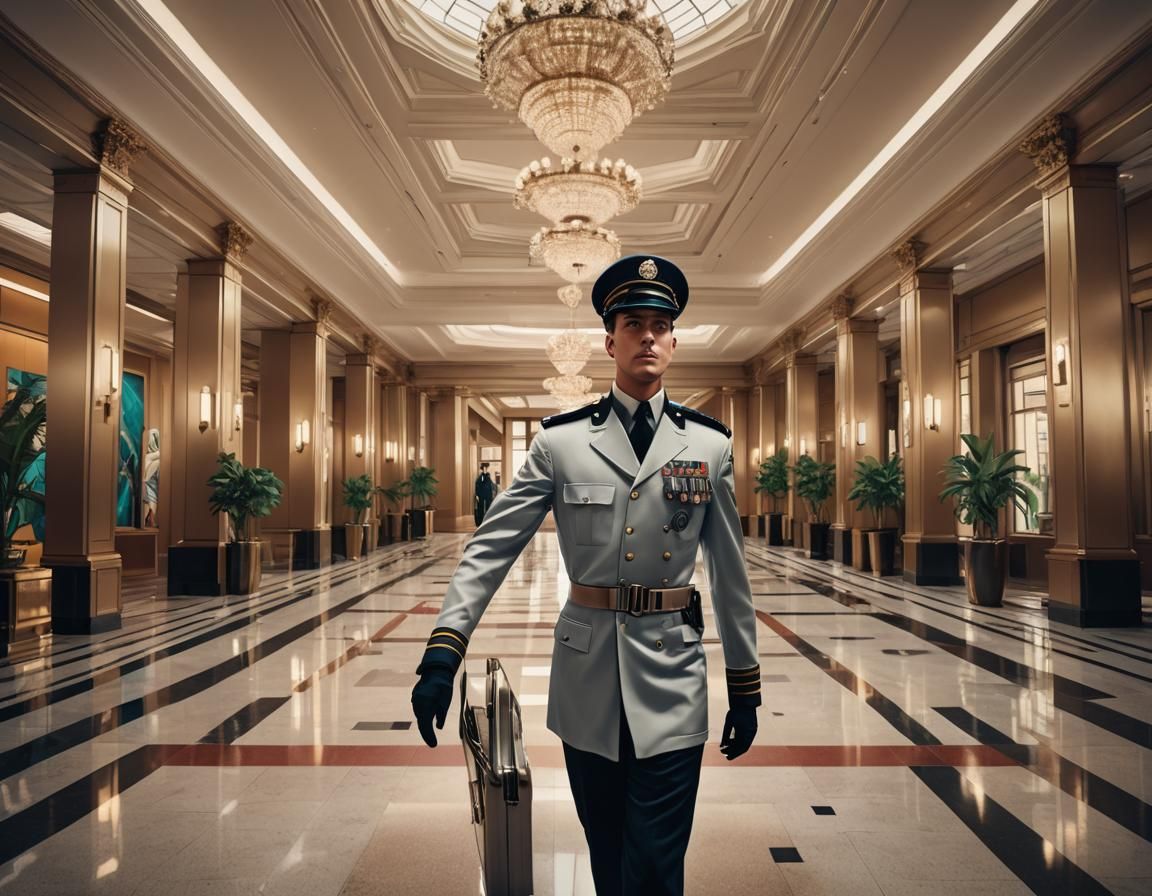 Chrome Lobby Attendant in Art Deco Style