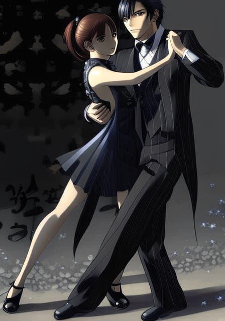 Elegant Argentine Tango Couple in Anime Art Style