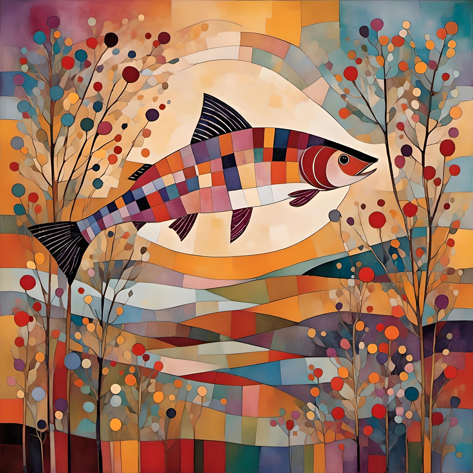 Abstract Scottish Landscape with Magic Loch