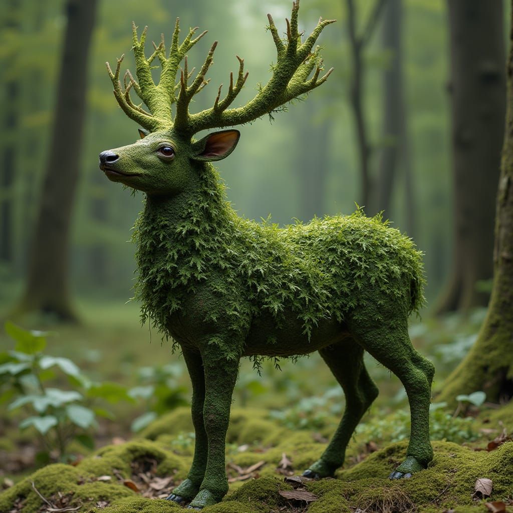 Enchanted Forest Deer with Elven Sorceress