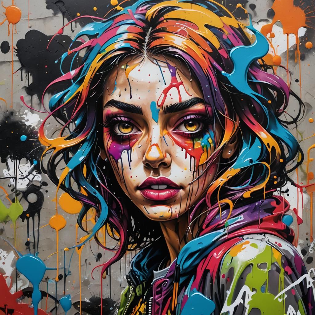 Colorful Graffiti Art of a Crazy Girl