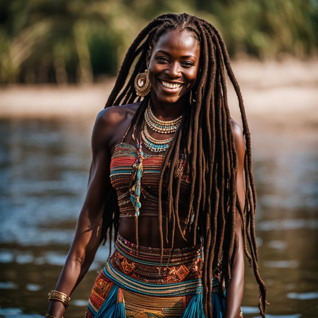 Beautiful Wet African Lady in Hyperrealistic Style