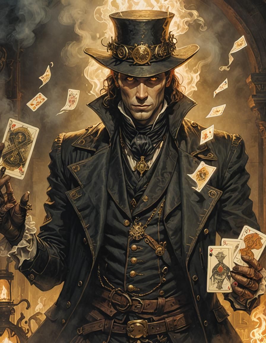 Victorian Steampunk Tiefling Occult Investigator Portrait
