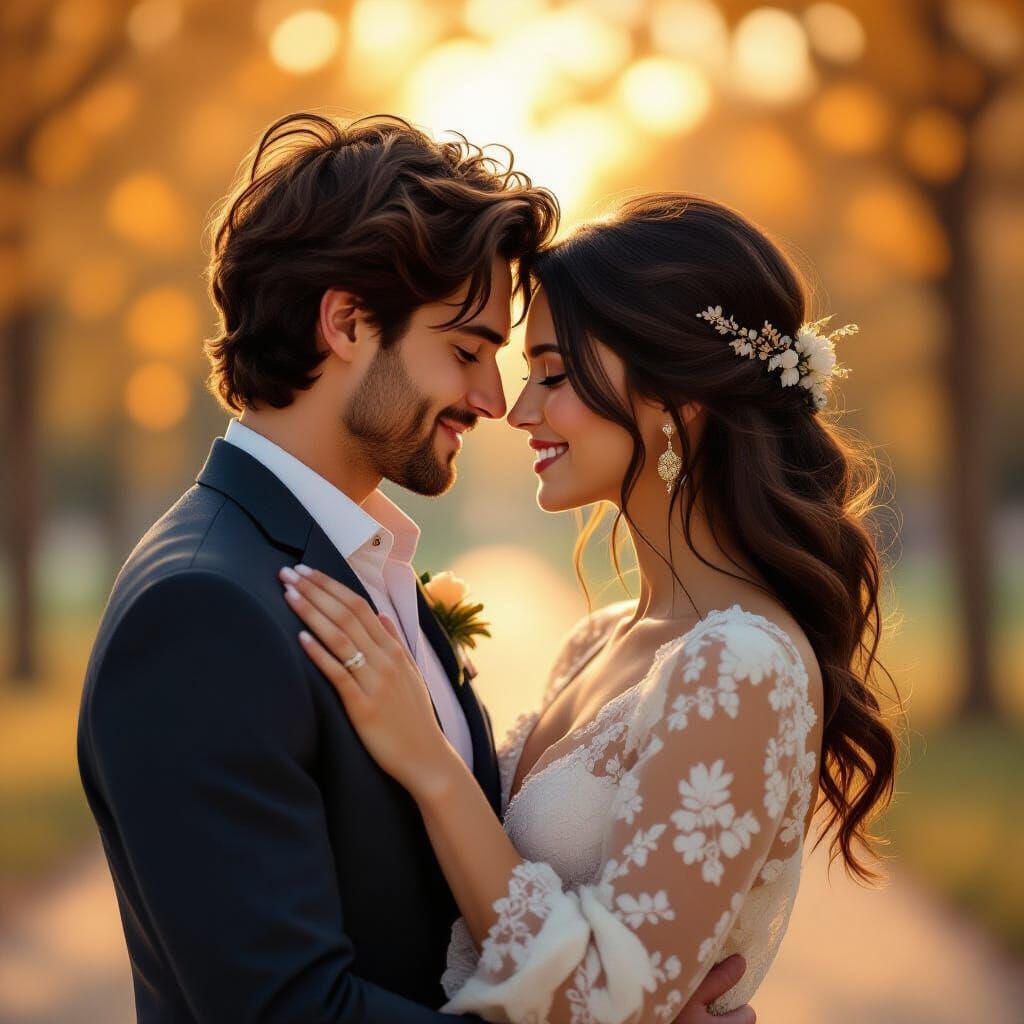 Romantic Couple Portrait in Golden Hour Light