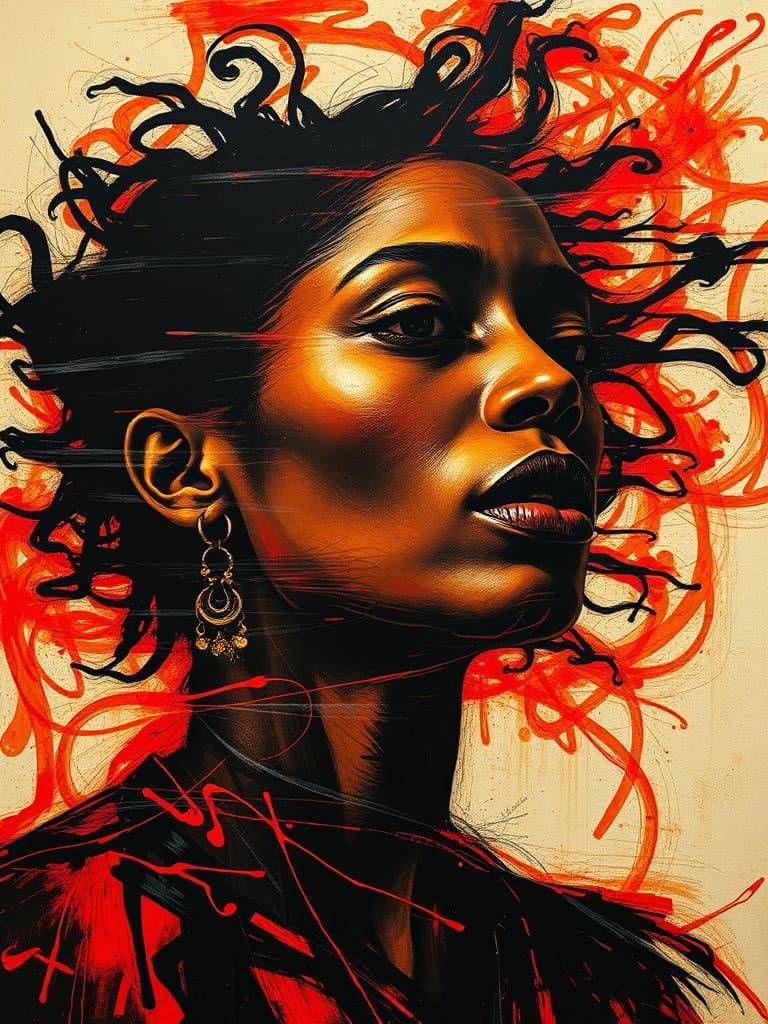 Portrait. Woman. Layered. Energy In Motion. Optical Illusion...