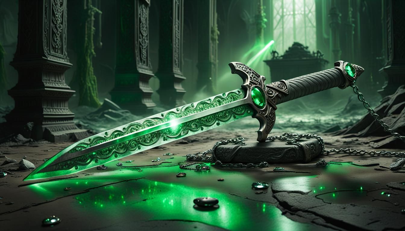 Green Kryptonite Sword with Alien Jewelry