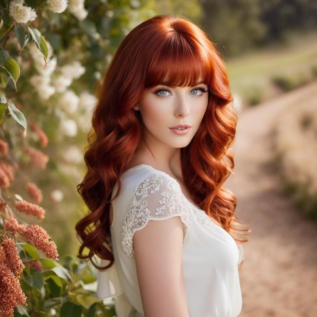 Portrait of a Beautiful Woman with Red Hair