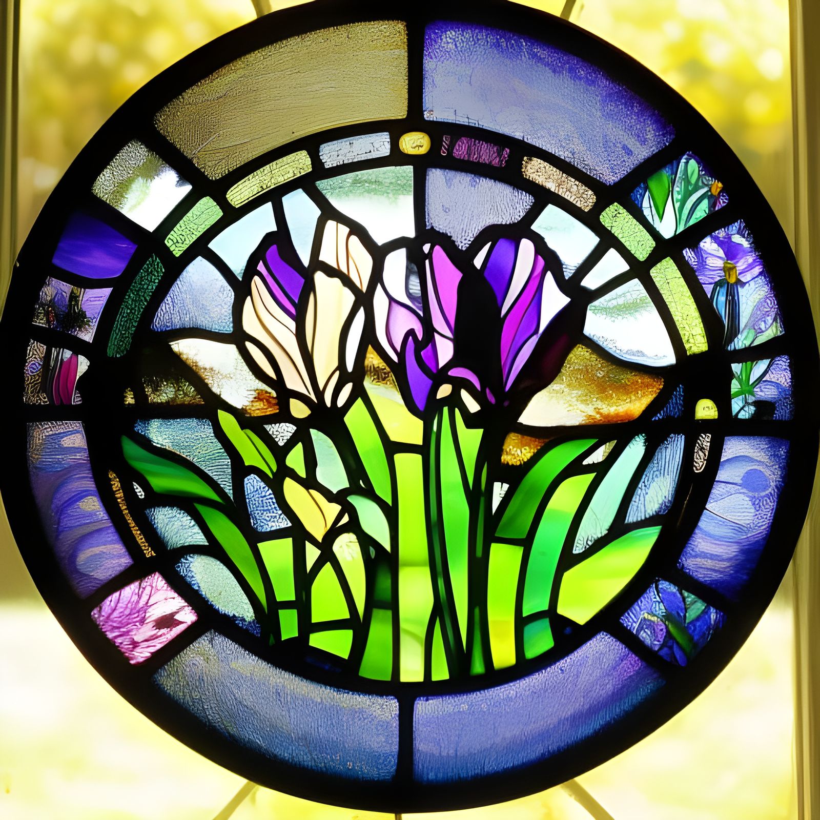 Spring Flowers Stained Glass Inspired by Tiffany