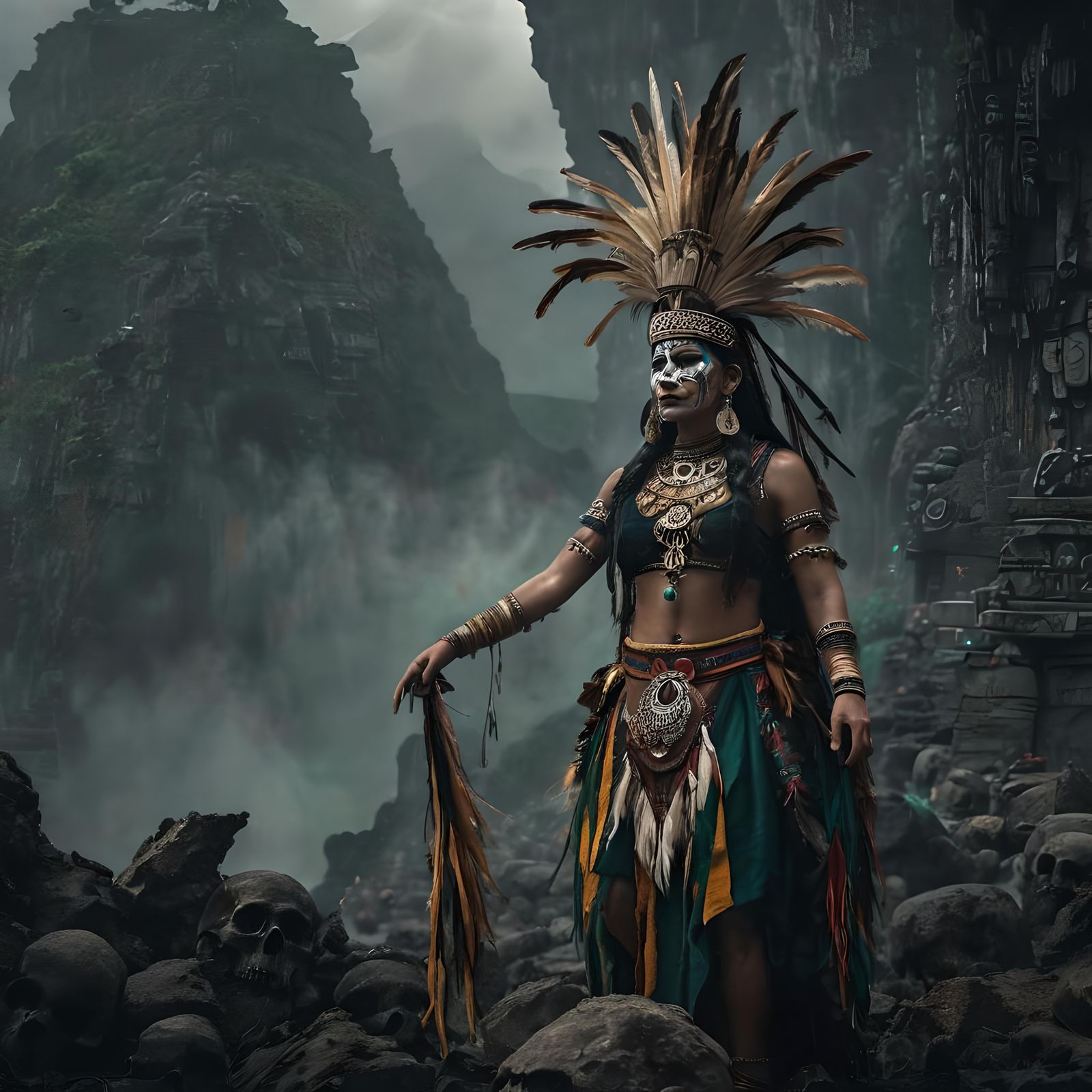 Mayan Volcano Sacrifice Ritual on Mountaintop