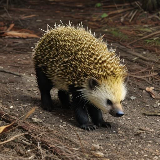 Porcupine Foraging in Forest Habitat