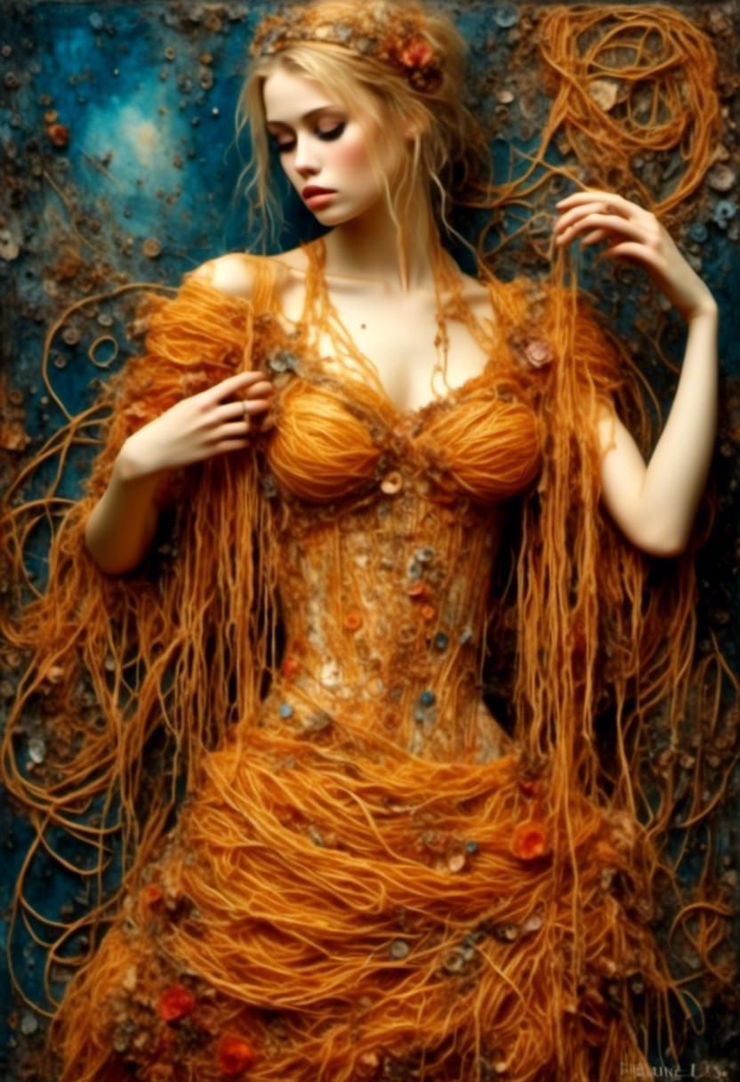 Goddess in Spaghetti Dress, Renaissance Painting