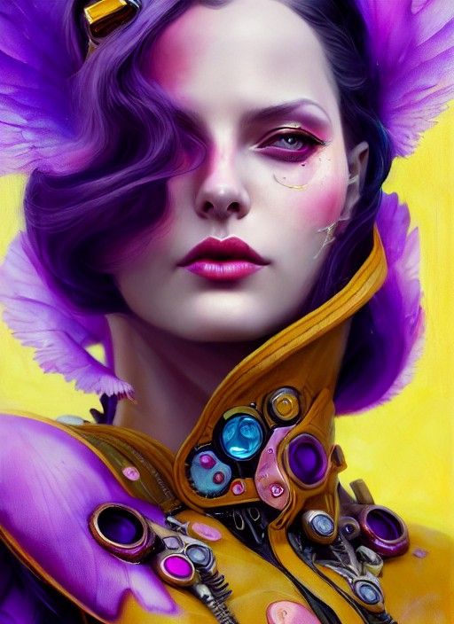 Cyberpunk Goddess Portrait in Oil Painting Style