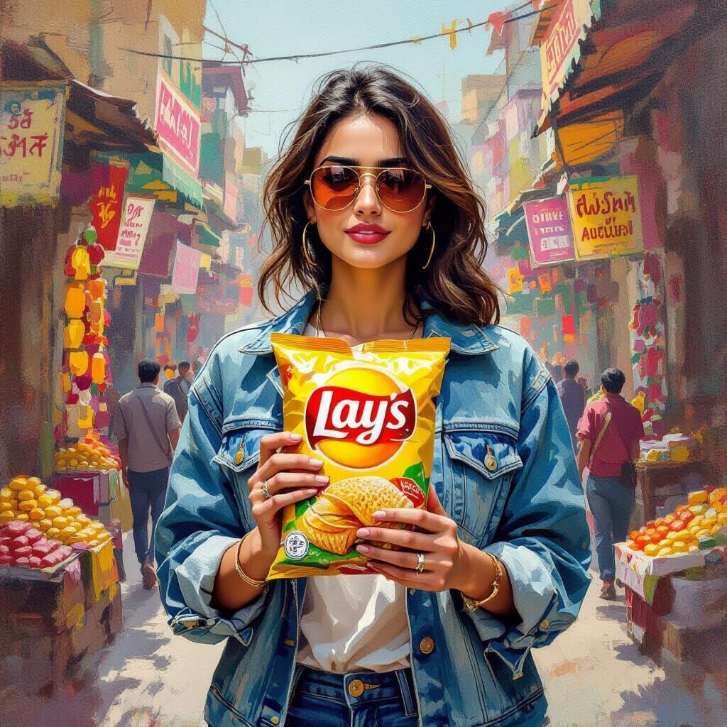 Pakistani Market Scene with Lay's Chips