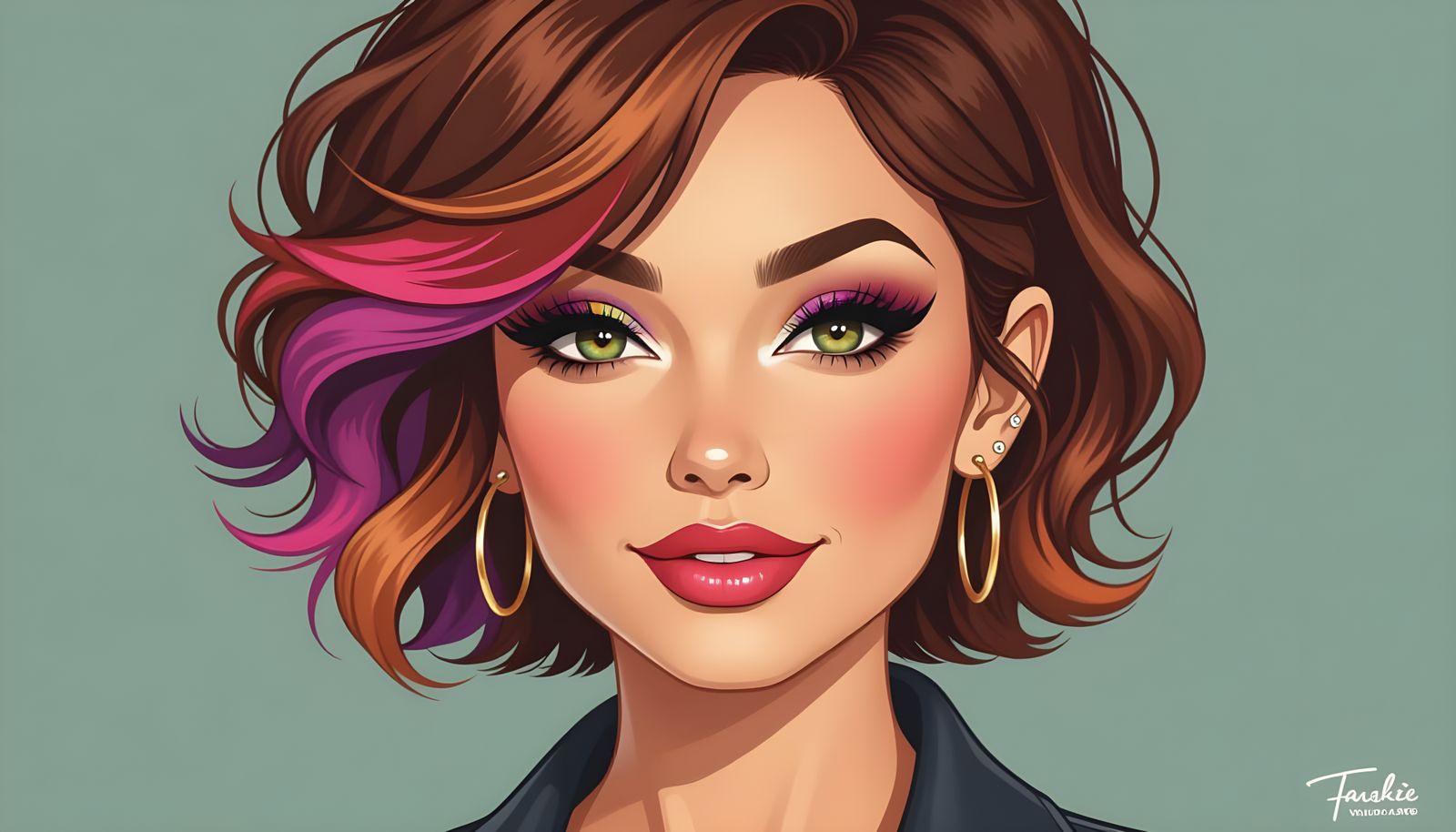 Chibi Style: Modern Beauty with Rainbow Accents