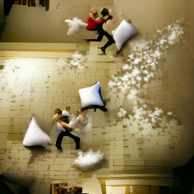 Energetic Pillow Fight Scene