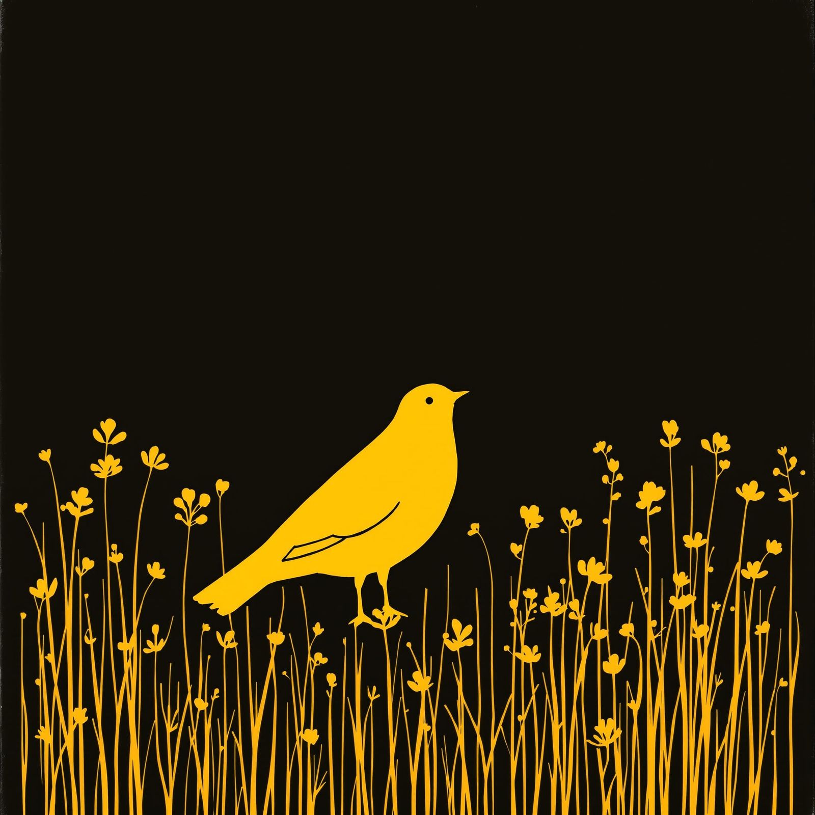 a yellow bird in a golden meadow