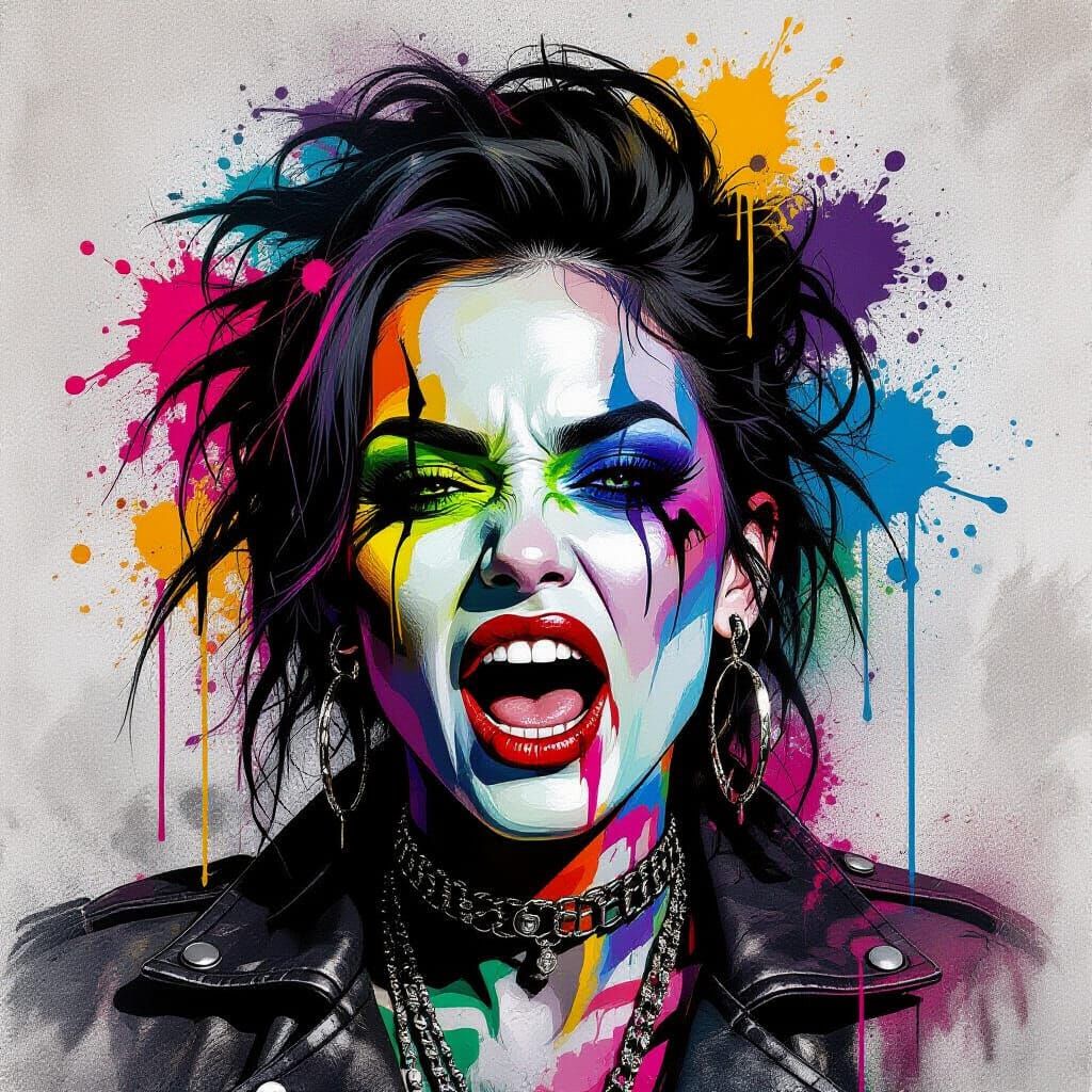 Morte Lenta Portrait in Vibrant Street Art Style