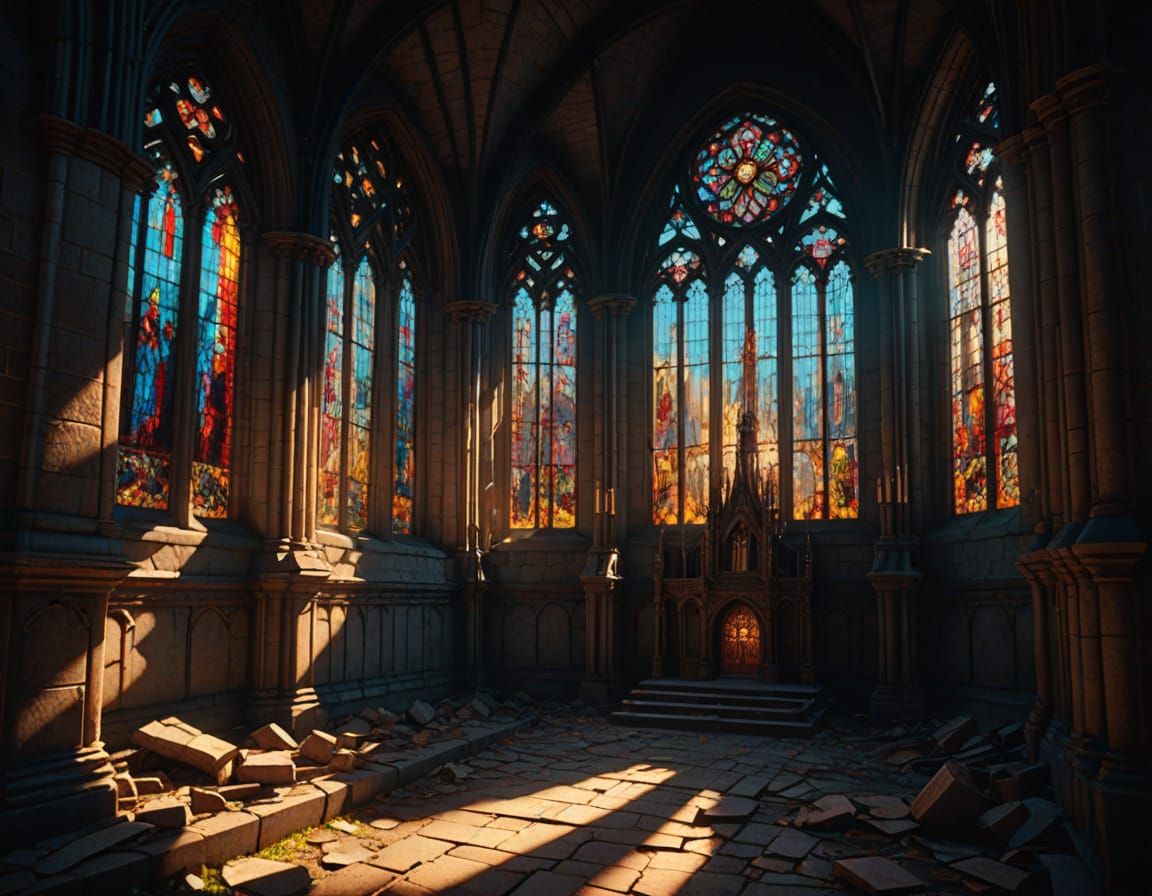 Gothic Church Ruin in Cinematic 3D