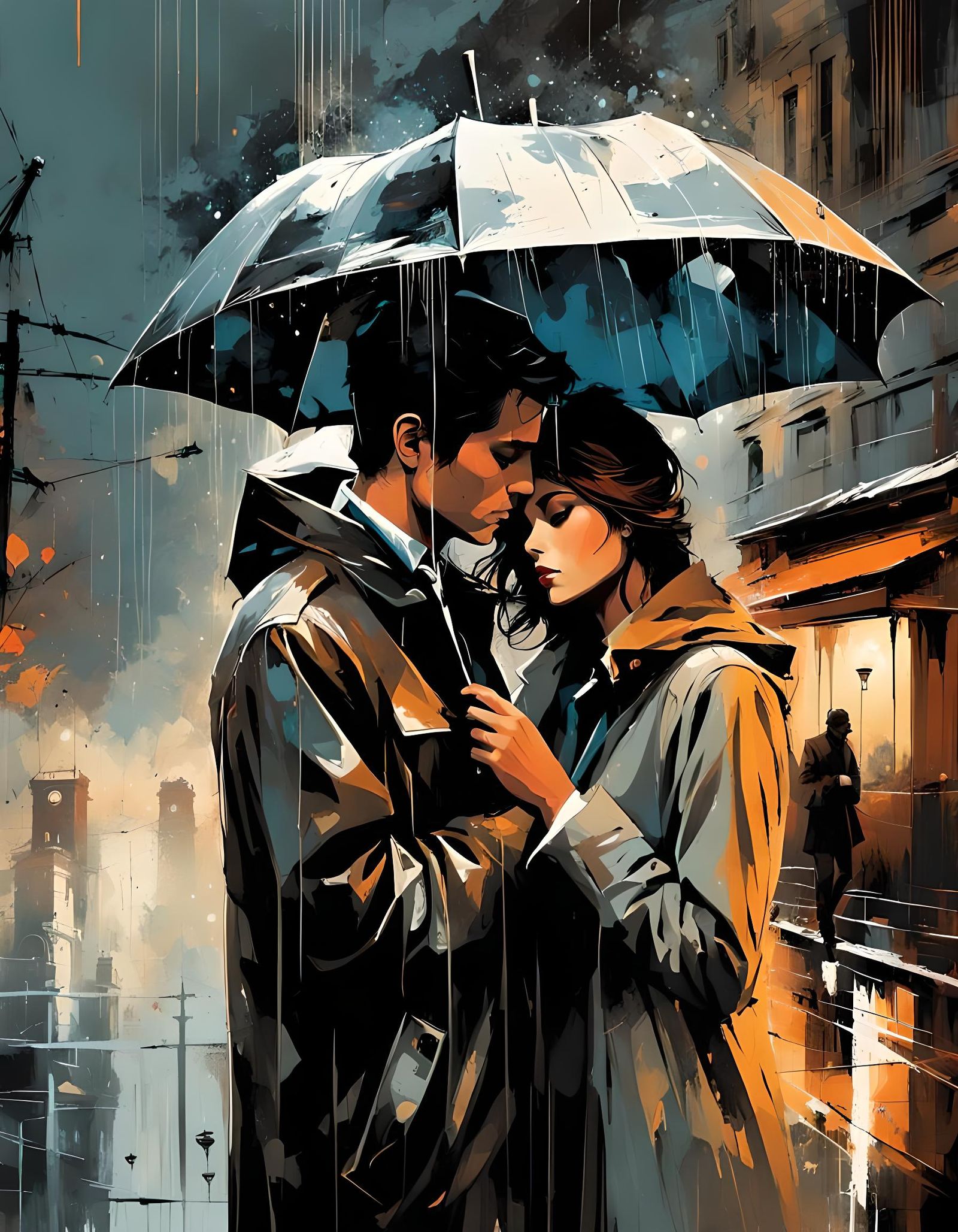 Rainy Nostalgia: A Digital Painting of Lost Love