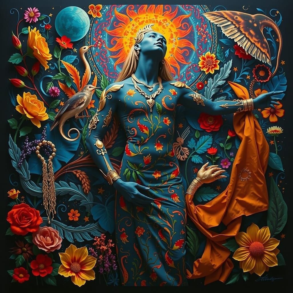 Psychedelic Garden Blooms in Cosmic Mystery