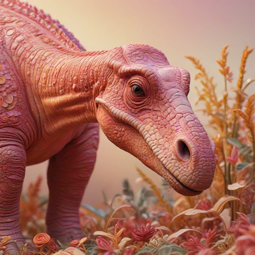 Brontosaurus Grazing: A Whimsical Prehistoric Scene