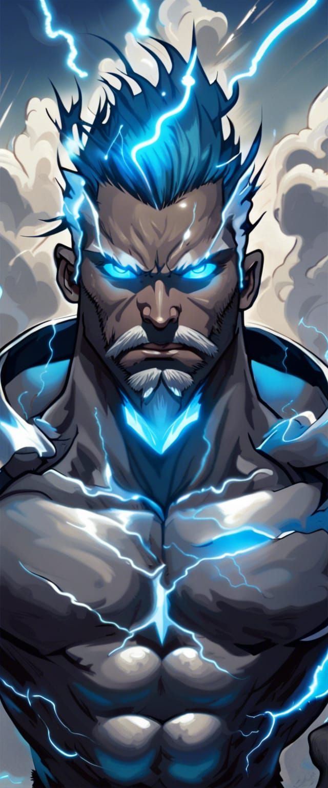 Lightning Bolt Haired Character in Fantasy Style