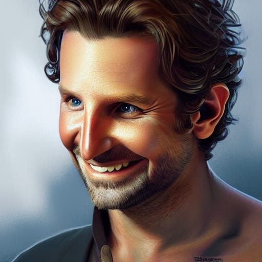 Smiling Bard Portrait in Digital Painting Style