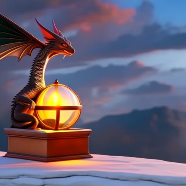 Adorable Baby Dragon on Library Windowsill in Fantasy Style