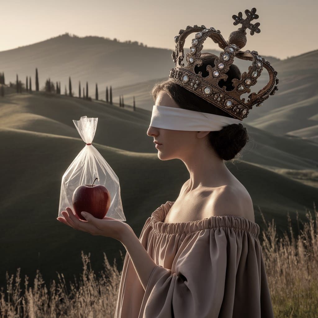 Apple in plastic bag