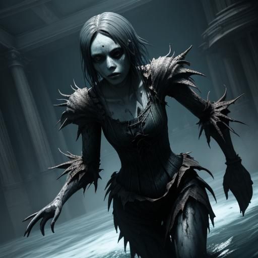 Ghost Girl Drowned in Endless Seas: 3D Render