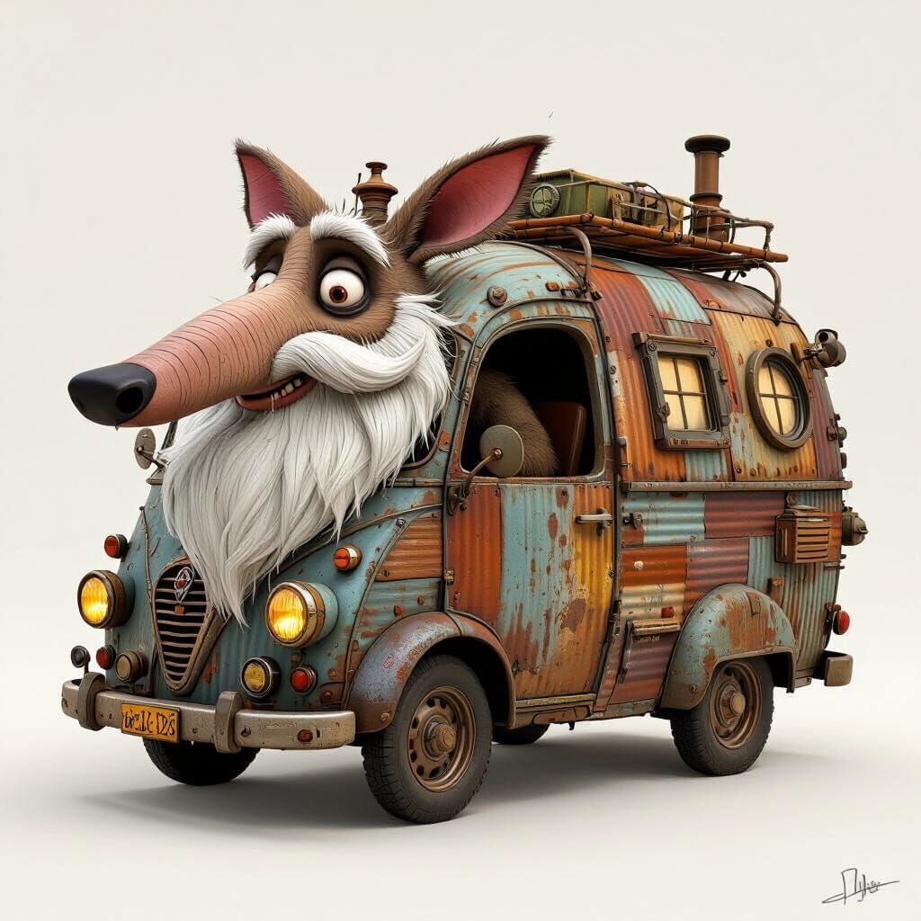Anthropomorphic Aardvark Builds Whimsical Steampunk Camperva...