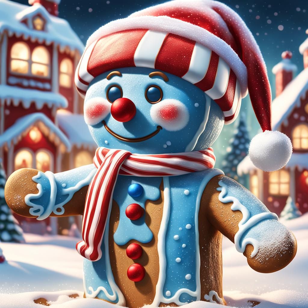 Sugar Gingerbread Santa in Whimsical Fantasy Art