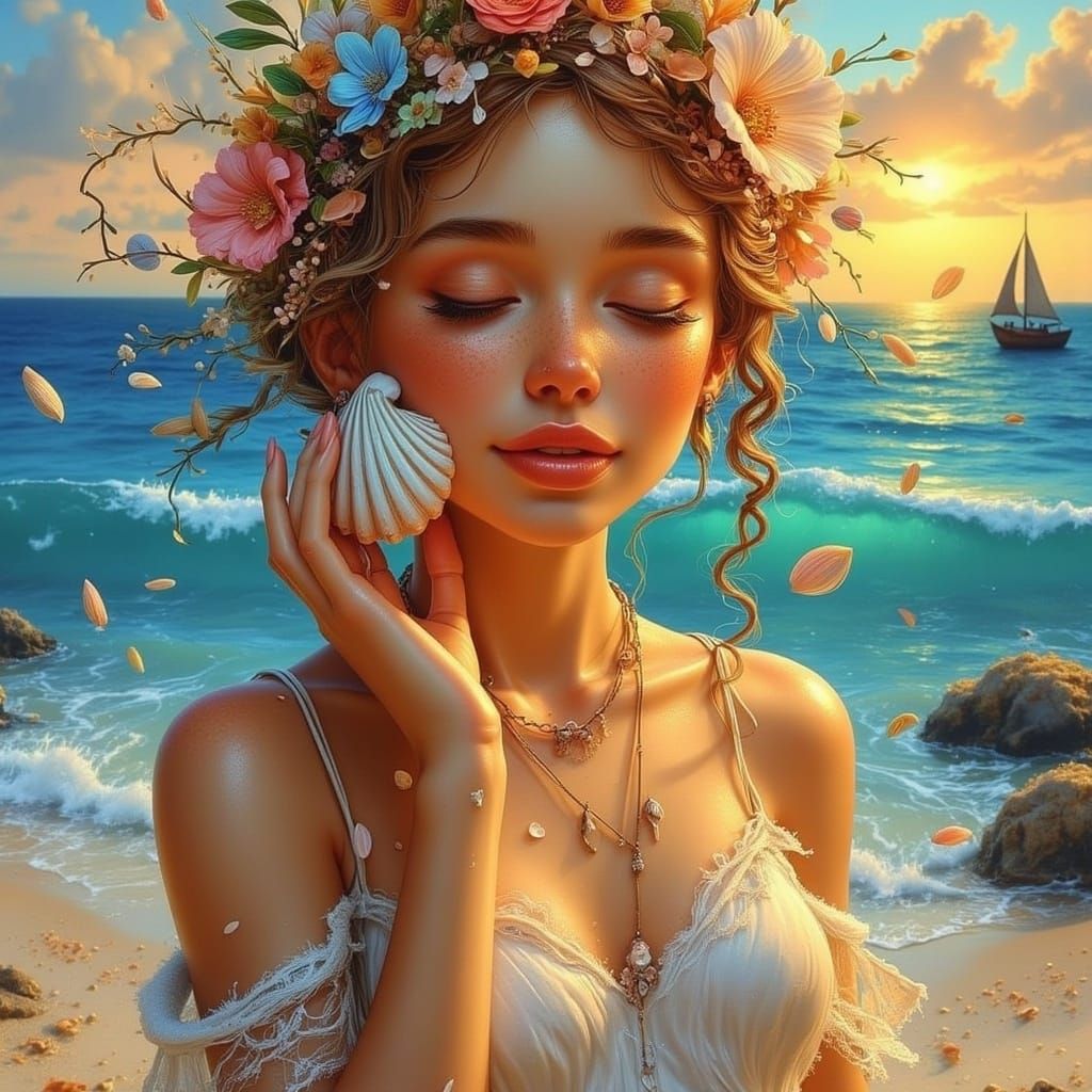 A Seaside Dream in Romantic Oil Painting Style