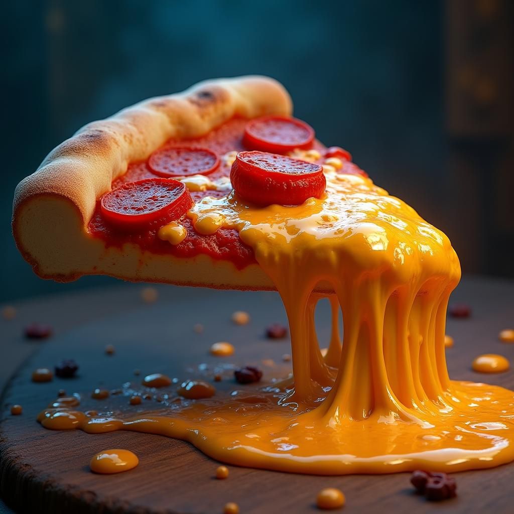 Pizza Slice with Pepperoni in Fantasy Concept Art Style