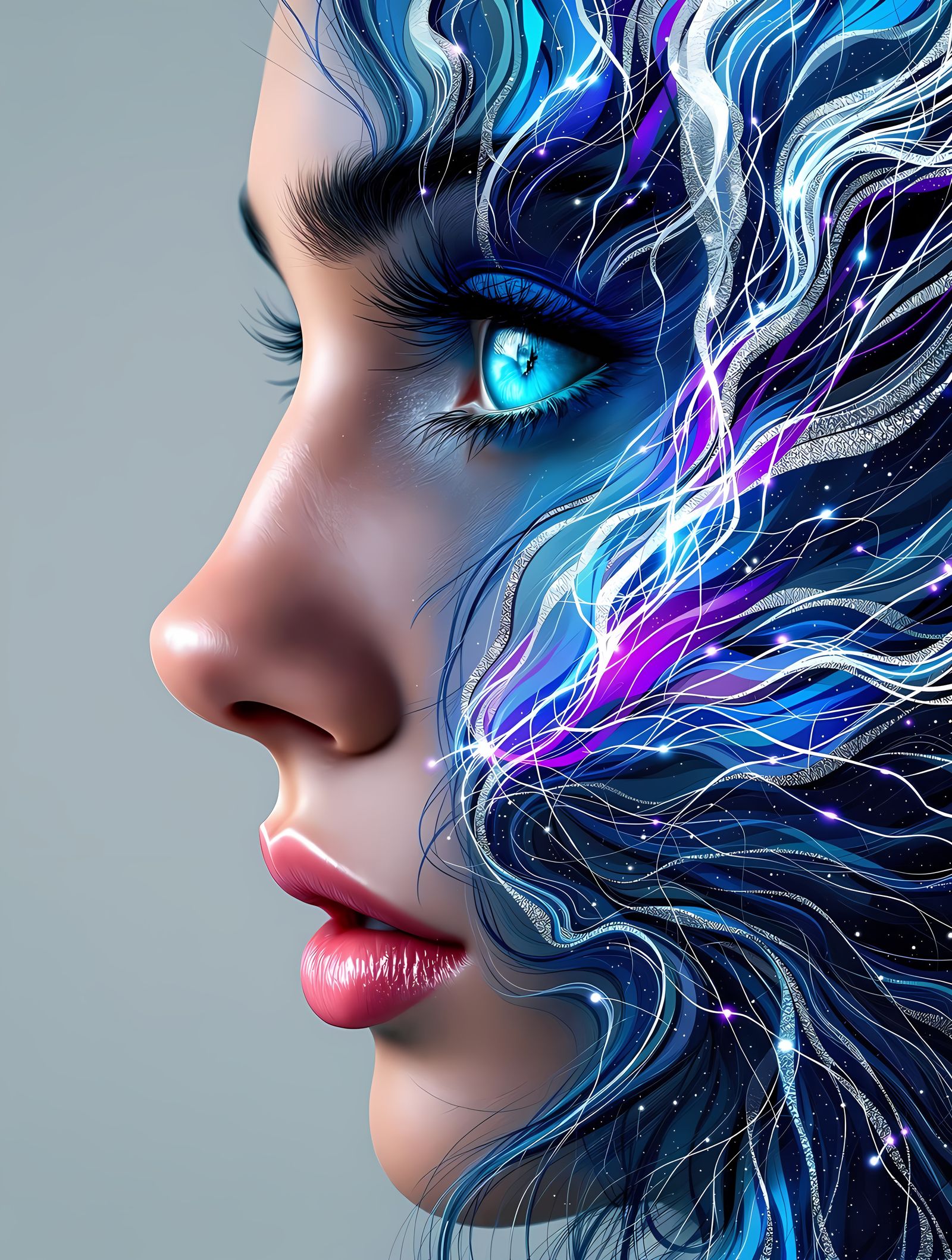 Digital Artwork Blending Realism and Abstract Expressionism