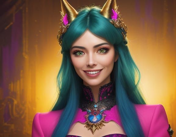 Grotesque Portrait in Kitsch Interior, Hyperrealistic Painti...