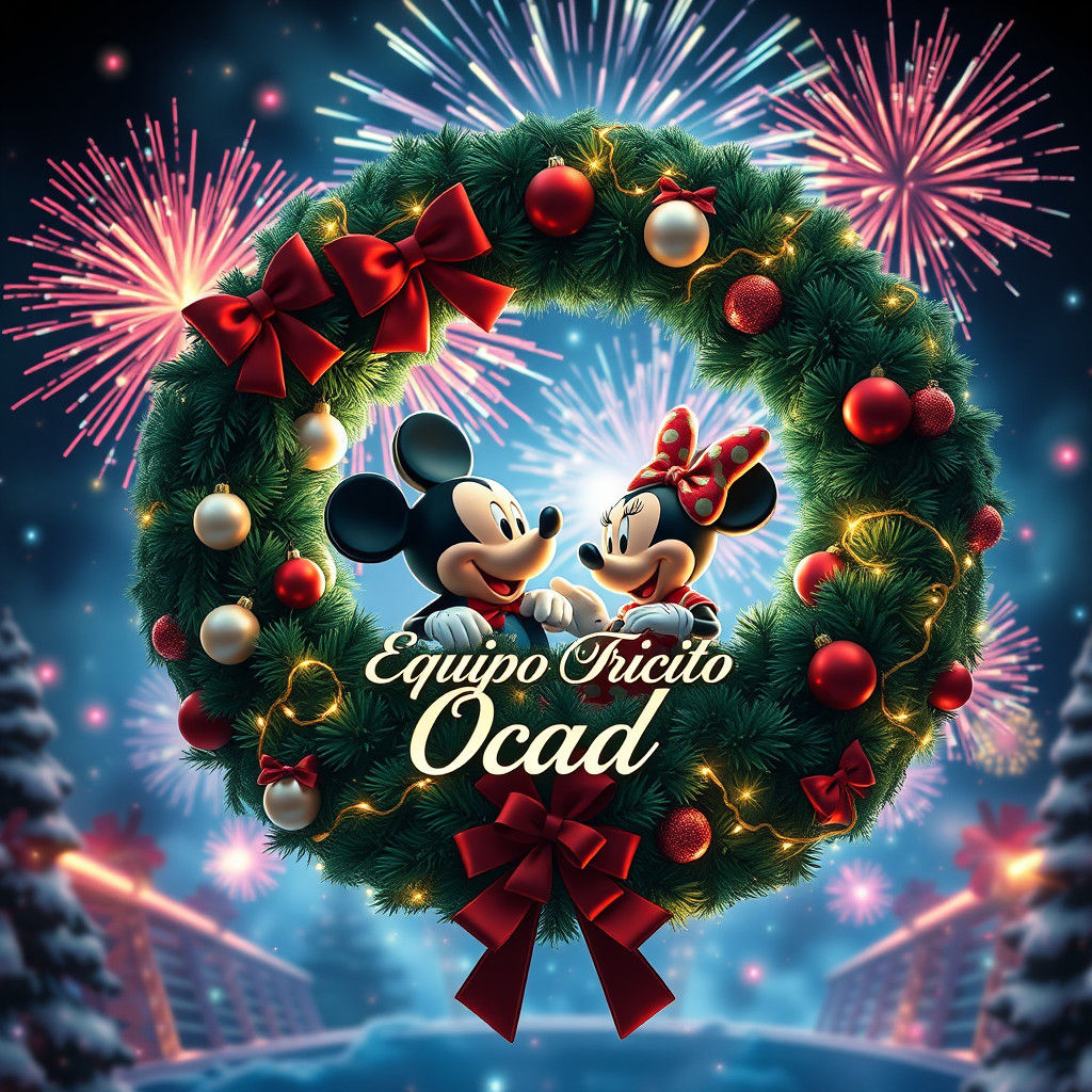 Mickey and Minnie's Christmas Wreath in 3D Animation