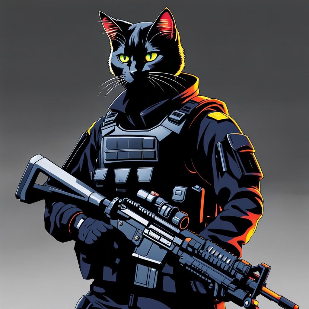 Tactical SWAT Soldier with Anime Cat Ears