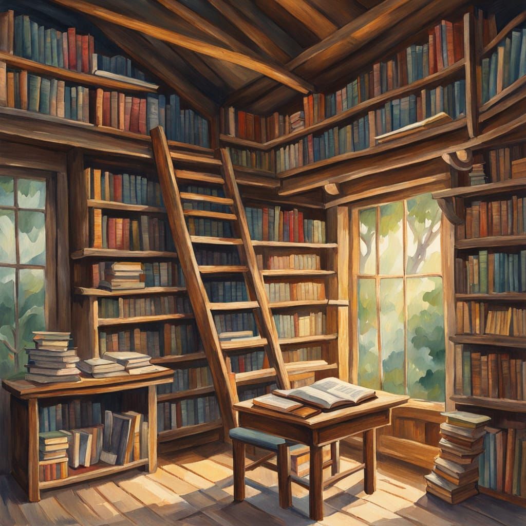 A Whimsical Treehouse Library in Impressive Gouache
