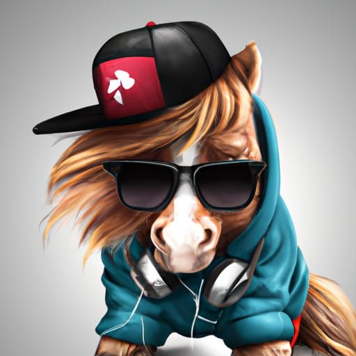 Shetland Pony Gangsta Rapper in Digital Art Style