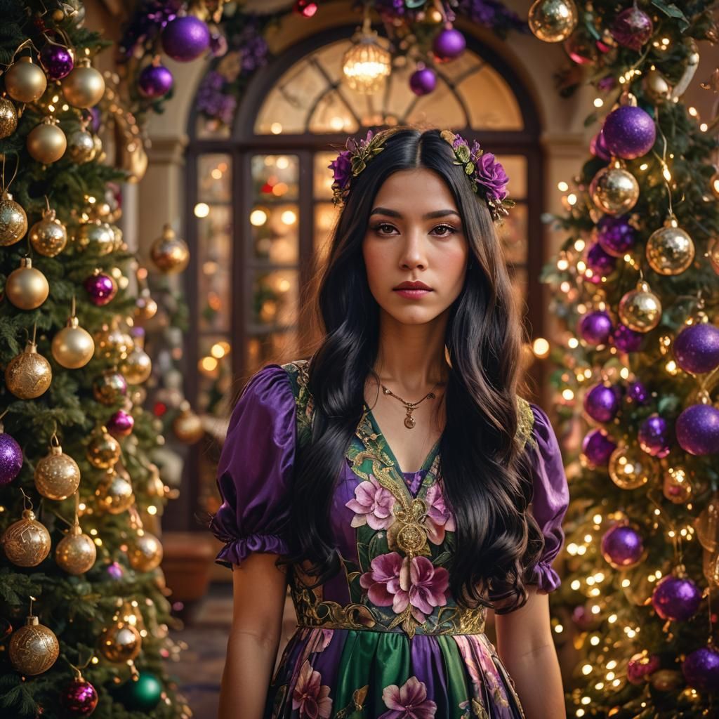 Ethereal Jugendstil Beauty in Rich Christmas Splendor