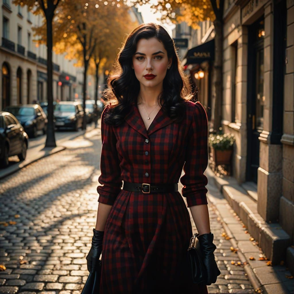 Elegant Woman in Paris: Hyperrealistic 1940s Portrait