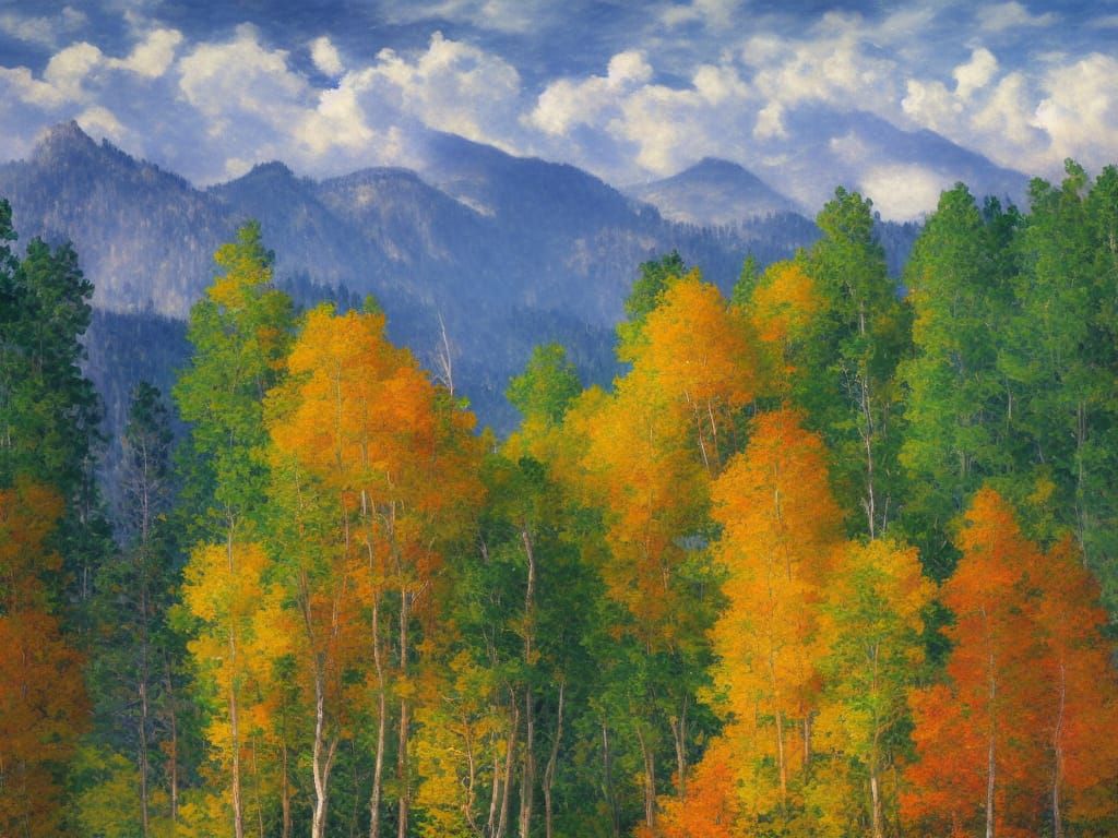 Rocky Mountain Autumn Forest Impressionist Landscape
