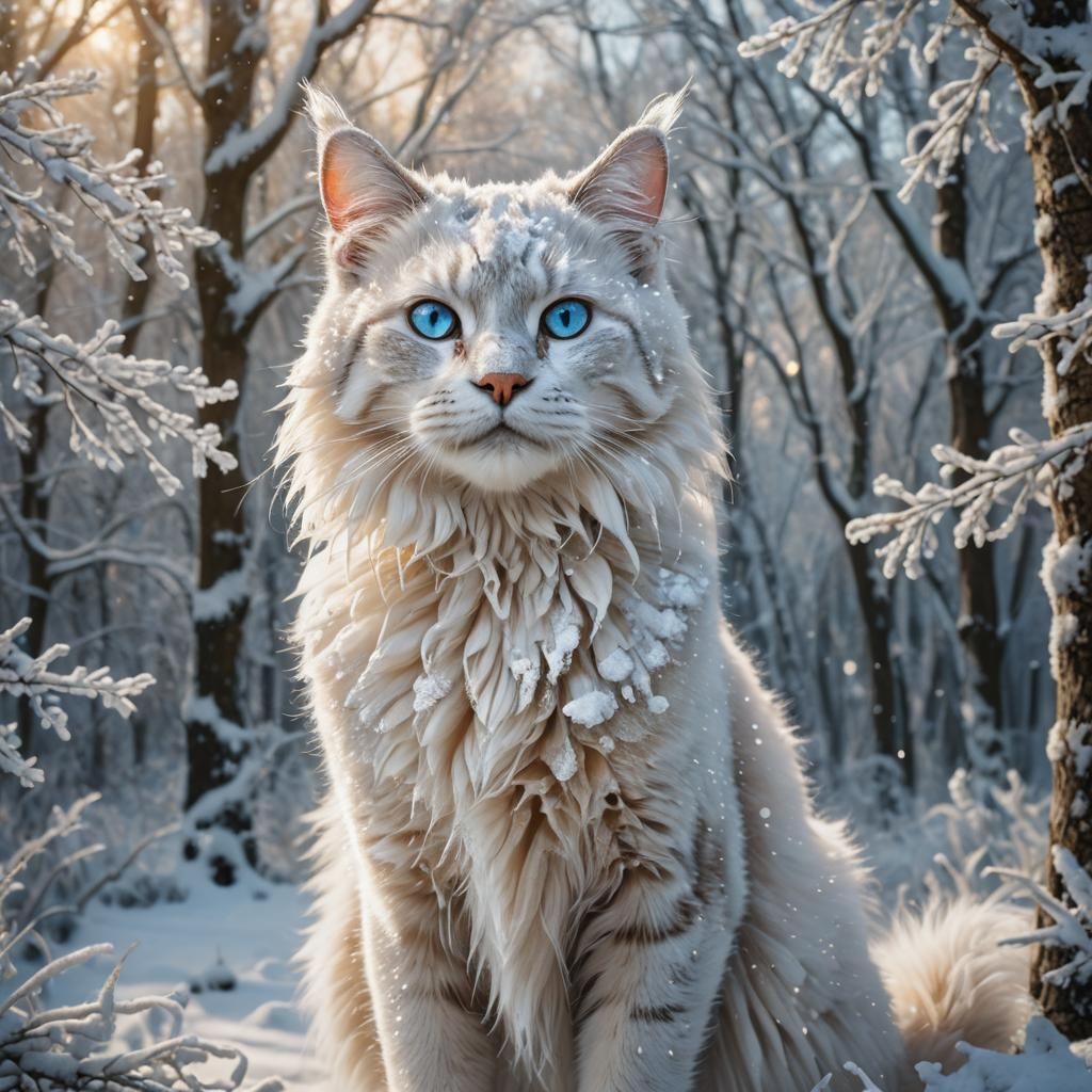 Majestic Cat Portrait in Winter Wonderland