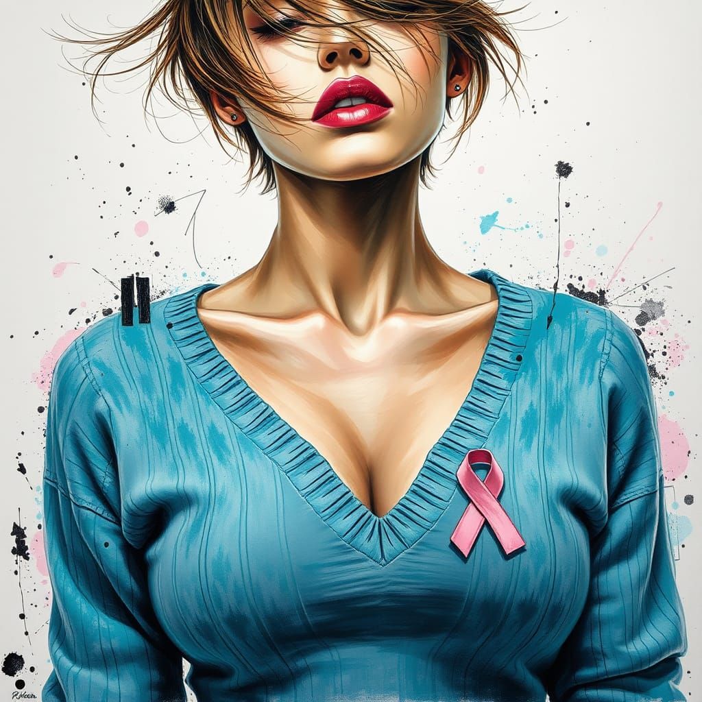 Beautiful Woman in Acrylic Impasto Painting