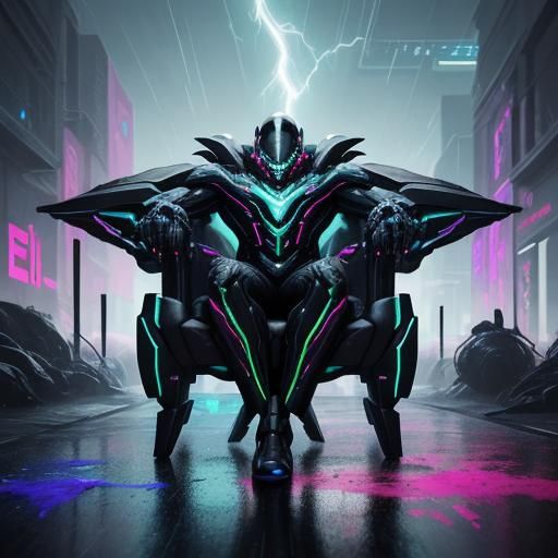 Futuristic Cyberpunk Dragon QR Code Art